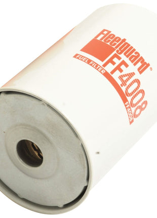 A cylindrical white fuel filter with the label "Sparex Part No. S.109044 - FF4008" printed in red on the side, perfect for ensuring your Massey Ferguson's engine runs smoothly.