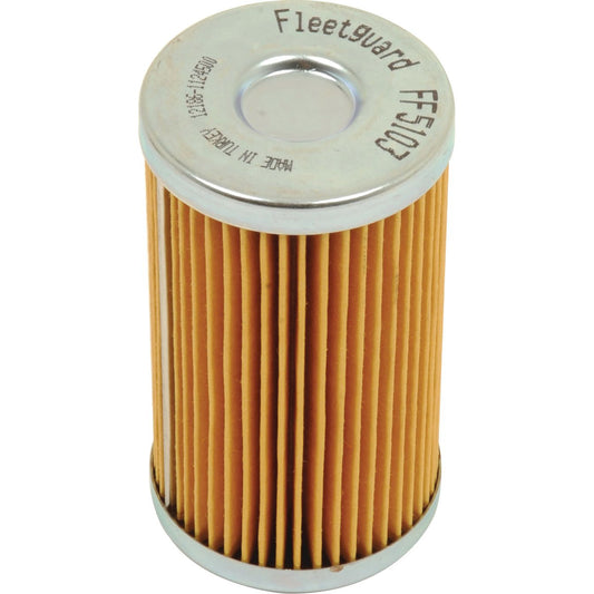 A cylindrical Sparex Fuel Filter - Element - FF5103 (Sparex Part No. S.109064) with a pleated paper design and metal end caps.