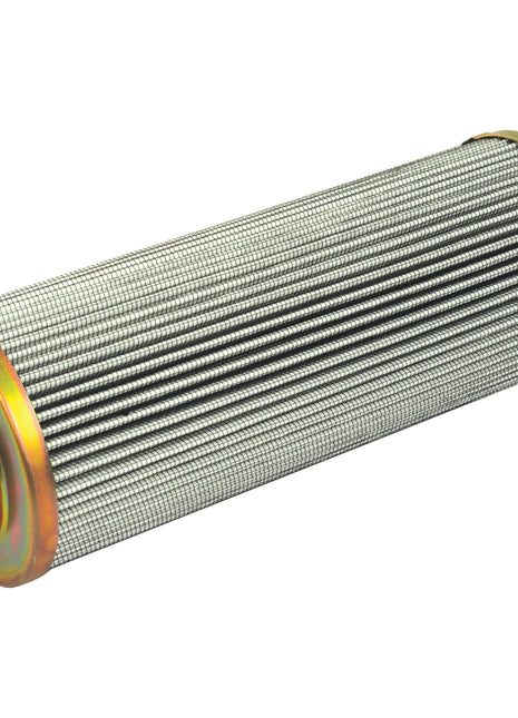 The Sparex Hydraulic Filter - Element HF30262, identified as Sparex Part No. S.109223, is a cylindrical metal filter with a pleated design and golden end caps, ideal for filtration in various industrial applications and suitable for Massey Ferguson machinery.