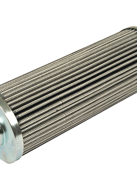 A cylindrical metal filter with a pleated design and openings on both ends, viewed against a white background. The Sparex Hydraulic Filter - Element - HF35320 (Sparex Part No. S.109252) ensures optimal hydraulic system performance in Case IH machinery.