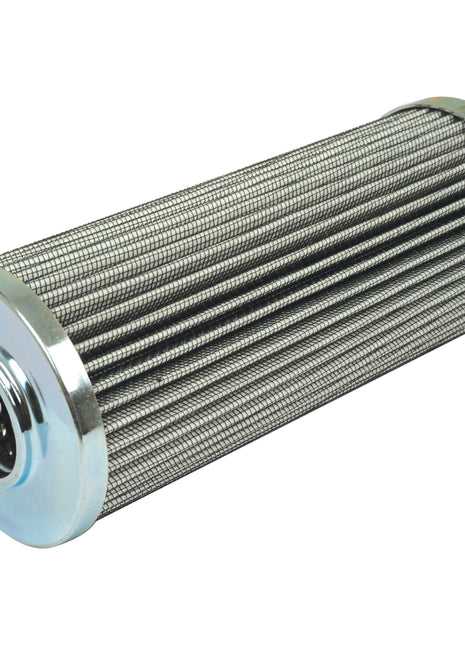 The Sparex Hydraulic Filter - Element - HF35322 (Sparex Part No. S.109253) features a cylindrical design with pleated mesh and capped ends in silver, making it ideal for industrial or mechanical applications as a hydraulic filter or a replacement for Fleetguard HF35322.