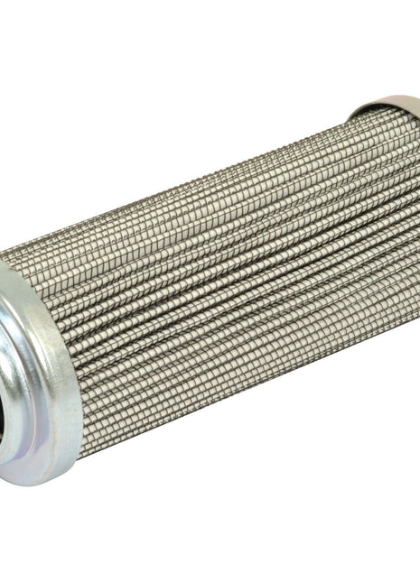 A cylindrical metal filter with a ribbed texture, featuring a silver-colored frame on both ends, is essential for fluid filtering applications. Commonly known as the Sparex hydraulic filter HF30707 (Sparex Part No. S.109356), it ensures optimal performance and reliability in diverse environments.