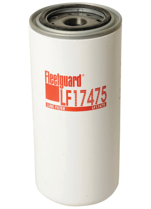 A Sparex LF17475 Spin On oil filter, featuring the model number printed in red on its white exterior, designed to fit Massey Ferguson 5465 tractors. The Sparex Part No. is S.109385.