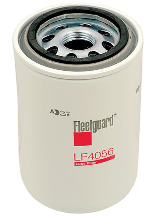 The Sparex Oil Filter - Spin On - LF4056 (Sparex Part No. S.109460) is designed for Case IH tractors, featuring a white cylindrical body and a metal top with a central threaded hole for easy installation.