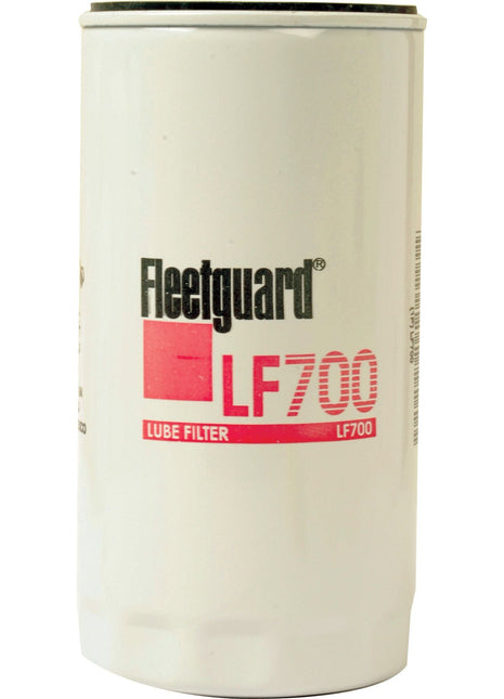 A Sparex Oil Filter - Spin On - LF700, Sparex Part No. S.109513, featuring a white cylindrical body with red text and designed for Massey Ferguson.