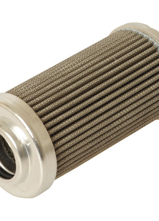 The Hydraulic Filter - Element - ST1337 (Sparex Part No.S.109534) by Sparex is a cylindrical metal mesh hydraulic filter featuring a pleated design and metallic caps on both ends, designed for filtration purposes.