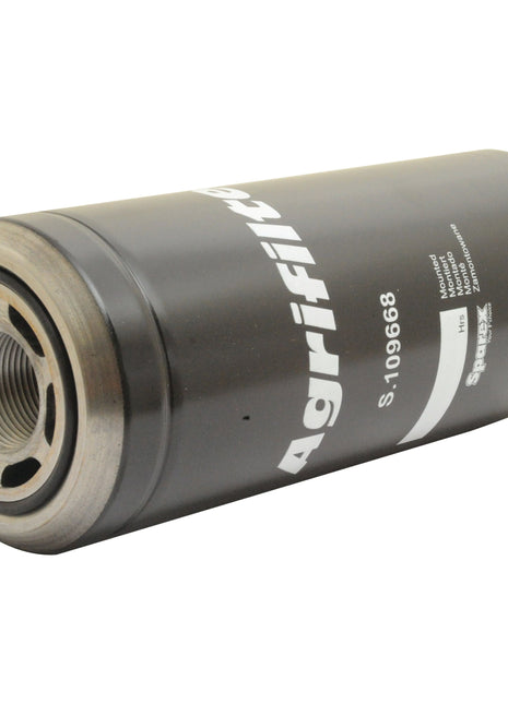 A black cylindrical Sparex hydraulic filter with a metallic base and visible threading, labeled with "S.109668" and specifications. This Case IH compatible model ensures high performance and reliability.