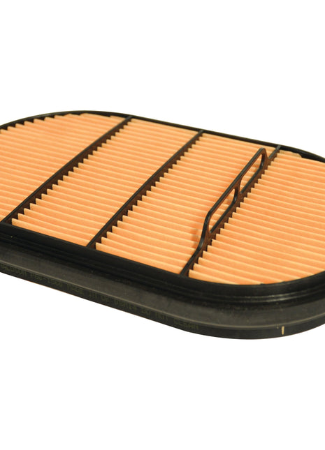 The Sparex Air Filter - Inner (Sparex Part No. S.109703) features an oval-shaped, pleated paper element in a distinctive orange hue and is enclosed in a durable black rubber frame.