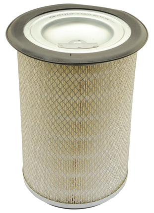 The Sparex Air Filter - Outer, part number S.109771, features a cylindrical design with a metal top and bottom and a mesh exterior, making it compatible with Massey Ferguson tractors.