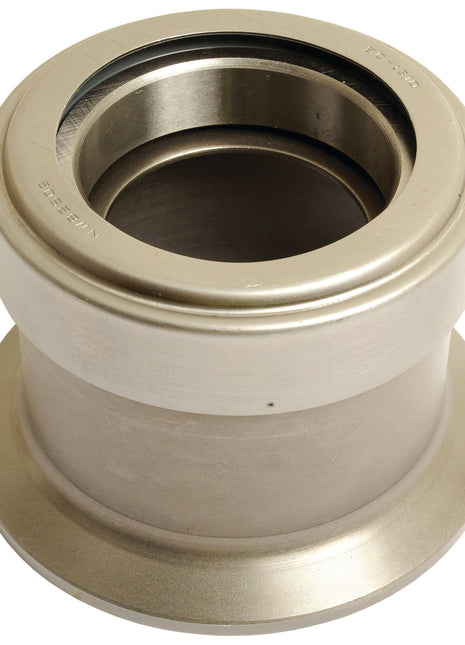 The PTO Release Bearing - S.110870 by Sparex is a cylindrical metal component with a hollow center and a wider bottom base, featuring a smooth finish and precision-machined surfaces, making it ideal for various applications.