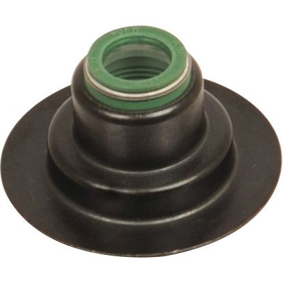 Close-up of the Valve Stem Seal - Inlet (Sparex Part No. S.111785), a black and green mechanical seal with concentric rings and a central opening, commonly used in Perkins Engines.