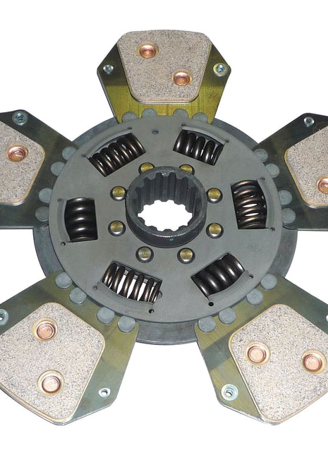 The Sparex Clutch Plate - S.111820 is a 280mm cerametallic automotive clutch disc featuring five friction pads, a torsion sprung mechanism, and a splined central hub.