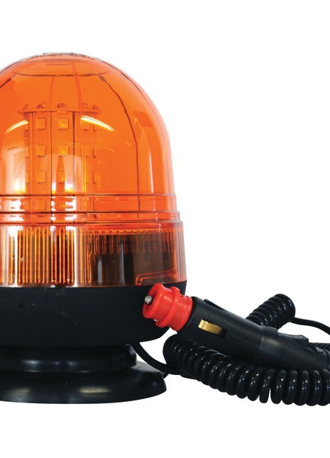 Introducing the Sparex LED Beacon (Amber), S.113215: This Class 3 interference-rated beacon light features a black base, coiled cord with cigarette lighter plug, and magnetic fixing for easy placement on 12-24V systems.