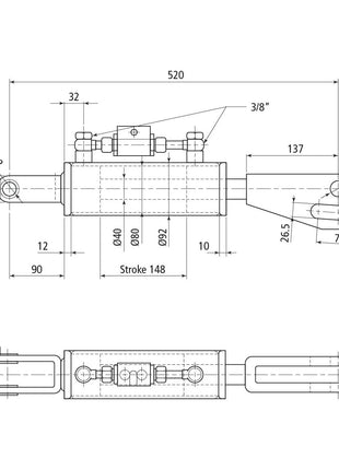 Hydraulic Levelling Box (Supplied with: Hoses), Min. Length: 520mm, Cylinder Bore: 80mm.
 - S.113924 - Farming Parts