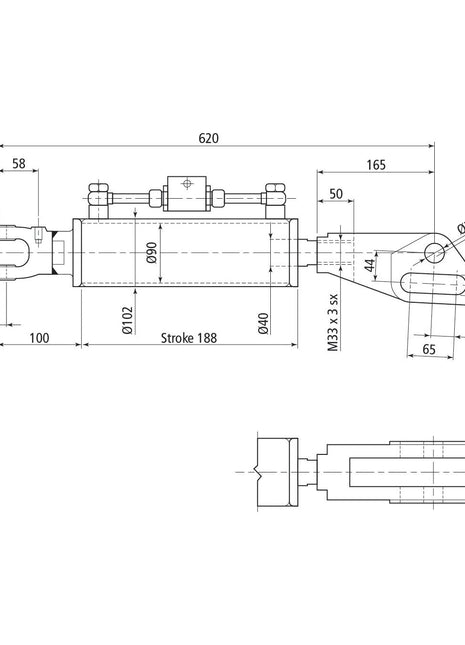 Hydraulic Levelling Box (Supplied with: Hoses), Min. Length: 620mm, Cylinder Bore: 90mm.
 - S.113925 - Farming Parts