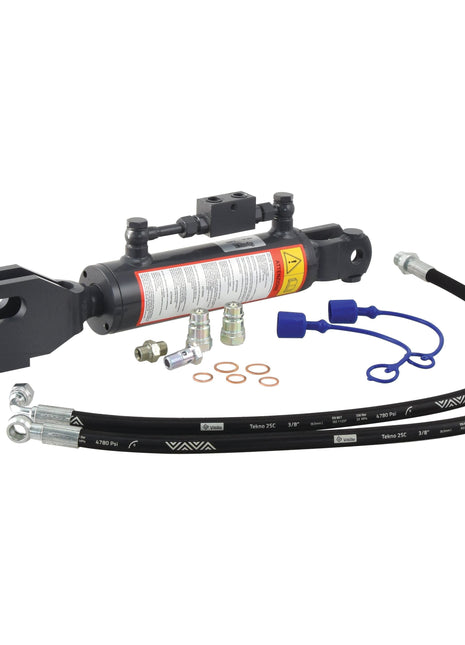 Introducing the Hydraulic Levelling Box by Sparex, supplied with hoses. This versatile kit features a Fork Hole Ø 19mm, Fork Hole Ø 28 & 29x90mm, and a minimum length of 545mm with a cylinder bore of 70mm. It is designed for agricultural and industrial machinery and includes essential fittings such as the Sparex Check Valve. (Part No. S.113936)