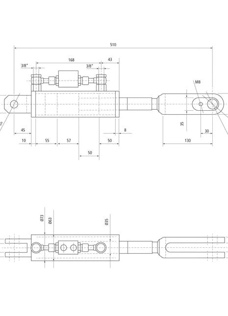 Hydraulic Levelling Box (Supplied with: Hoses), Min. Length: 510mm, Cylinder Bore: 63mm.
 - S.113939 - Farming Parts