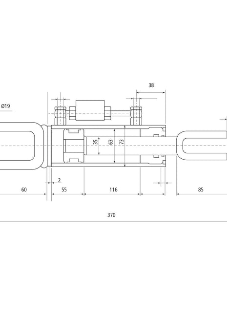 Hydraulic Levelling Box (Supplied with: Hoses), Min. Length: 370mm, Cylinder Bore: 63mm.
 - S.113943 - Farming Parts