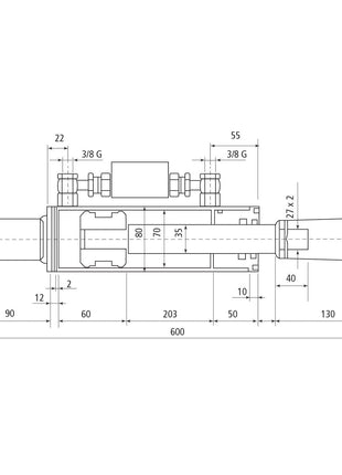 Hydraulic Levelling Box (Supplied with: Hoses), Min. Length: 600mm, Cylinder Bore: 70mm.
 - S.113945 - Farming Parts