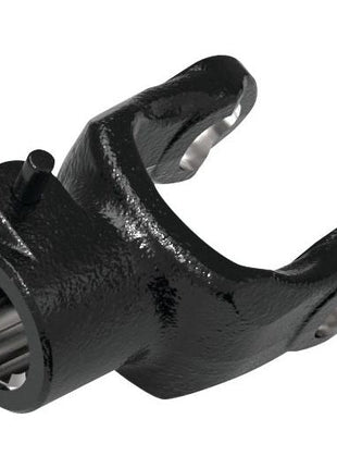 The Sparex PTO Yoke - Quick Release (U/J Size: 22 x 54.8mm), identified by Sparex Part No.S.115309, features a black metal build with a textured surface and circular openings at each end.