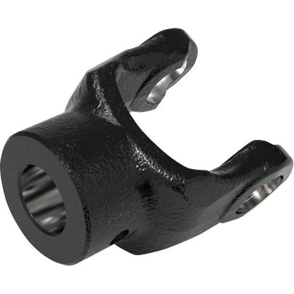 The Sparex PTO Yoke, a black metal keyed yoke with cylindrical bearing components and two forked ends, has a bore diameter of 30mm and an 8mm key size. It is designed for mechanical or automotive applications and meets the AW21/W2300 universal joint dimensions (U/J Size: 27 x 74.5mm). The product is cataloged as Sparex Part No.S.115429.
