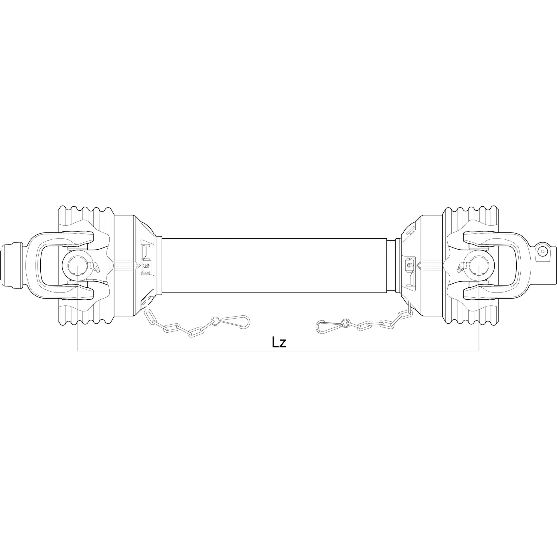 PTO Shaft - (Lz) Length: 810mm, 1 3/8\'\' x 6 Spline Q.R. to 1 3/8\'\' x 6 Spline Q.R.
 - S.118008 - Farming Parts