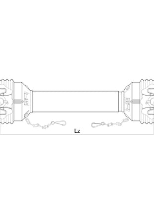 Technical drawing of the Sparex PTO Shaft from the Italian Series, featuring an 860mm cylindrical central shaft labeled with segments Lz, which is connected to two complex joint mechanisms at each end. Each joint mechanism has a configuration of 1 3/8'' x 6 Spline Q.R. to 1 3/8'' x 6 Spline Q.R., and the product is identified as S.118046.