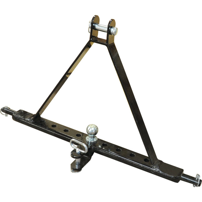 A Sparex Drawbar Hitch System (Cat. 2) with a black metal triangular support structure, featuring 9 adjustable holes over a length of 932mm, specifically designed for off-road use. (Sparex Part No.S.119469)