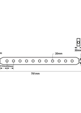 Linkage Drawbar (Cat. 2) No. holes: 9, 781mm
 - S.124 - Farming Parts