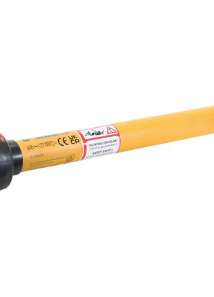 The GARDLOC PTO Shaft by Sparex, featuring a robust GARDLOC Clutch for enhanced safety, is commonly used in agricultural machinery to transfer mechanical power from a tractor to an implement. It has a length of 880mm, comes in yellow with black ends and includes several warning labels. This shaft features 1 3/8'' x 6 spline quick release to 1 3/8'' x 6 spline shear bolt limiter and can be identified by its Sparex part number S.128688.