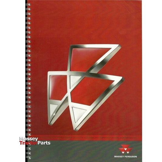 A red spiral-bound notebook featuring the Massey Ferguson logo in silver on the cover along with the text "Massey Tractor Parts," and an AGCO Massey Ferguson - 135 Parts Manual - 819535M7 at the bottom.