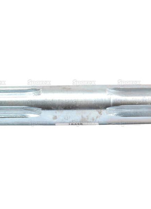 A Sparex PTO Splined Shaft, measuring 1 3/8'' - 6 Spline at both ends with a length of 400mm, is shown horizontally against a white background. The shaft features multiple grooves along its length and appears to be part of mechanical equipment. Identifiable with Tariff Code 8483908990. This product corresponds to Sparex Part Number S.138842.