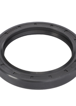 An AGCO Massey Ferguson front crankshaft oil seal, part number 1447689M1, featuring a black circular rubber design with textured inner edges to prevent leakage in tractor parts.