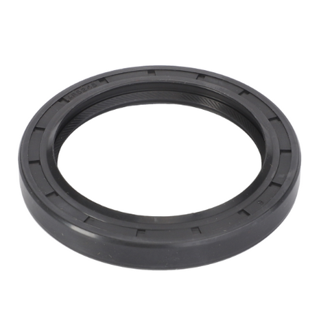 An AGCO Massey Ferguson front crankshaft oil seal, part number 1447689M1, featuring a black circular rubber design with textured inner edges to prevent leakage in tractor parts.