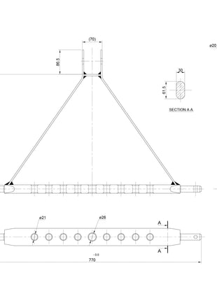 Drawbar Hitch System (Cat. 1) No. holes: 9, 730mm.
 - S.144790 - Farming Parts