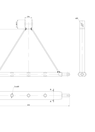 Drawbar Hitch System (Cat. 2) No. holes: 3, 770mm.
 - S.144791 - Farming Parts