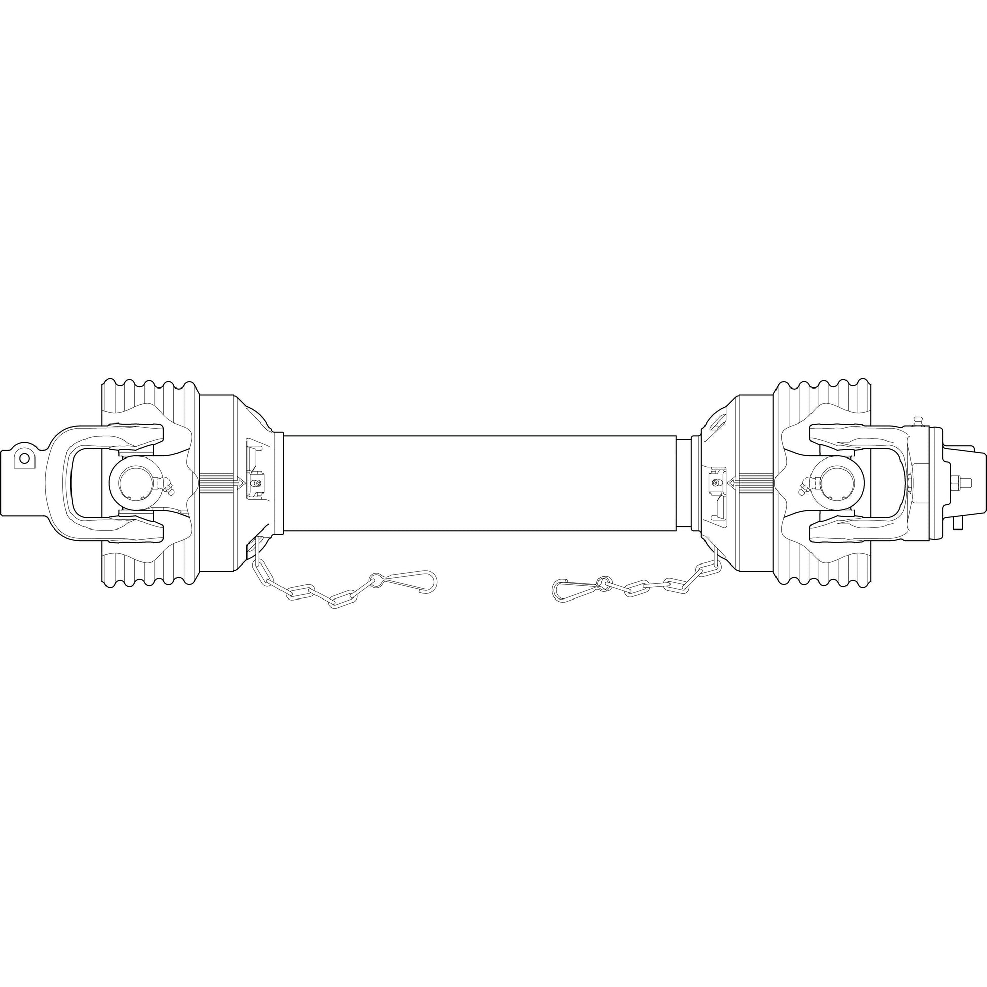 Technical illustration of the Sparex PTO Shaft (Product Code: S.149193), a power transmission component featuring universal joints at both ends, connected by a 1210mm rigid shaft with chains. This part is designed with a 1 3/8'' x 6 Spline Q.R. to 1 3/8'' x 6 Spline Shear Bolt Limiter for enhanced performance, matching the Italian Series AB6/A6 configuration.
