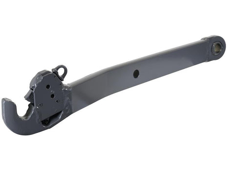 Image of a gray-painted, steel Lower Link Lift Arm from Sparex, featuring a Q.R. Hook Cat 3 on one end and a Ball Ø 36mm attachment point on the other, Sparex Part Number: S.149956.