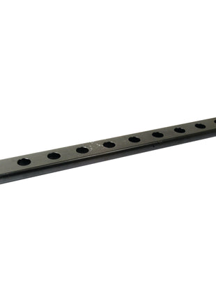 The Sparex Flat Drawbar (Cat. 2), featuring 9 evenly spaced holes, each with varying Pin Ø, is a black metal rail designed for industrial or mechanical applications. Total length: 920mm. Sparex Part No.S.15134.