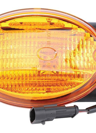 A yellow, oval-shaped Indicator Light with a black base and wiring connector, featuring a durable polycarbonate lens, 12V (Halogen), LH – Sparex Part Number: S.151736 from Sparex.