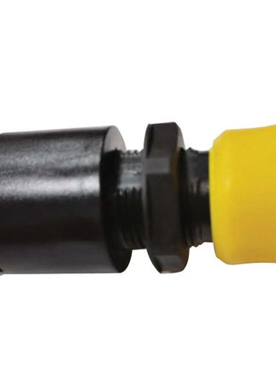 Image of a PTO Switch, Sparex Part Number S.152360, branded as Sparex. It features a yellow emergency stop button with a black plastic base and metal connectors, and is available under the Tariff Code 8708991055.