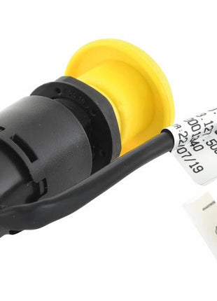 Product Description: The Sparex PTO Switch (Part Number: S.152363) is a cylindrical electronic component with a yellow top and black body, featuring attached red, green, and black wires that end in a white connector. This versatile component is suitable for various applications.