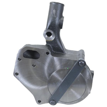 A Sparex Water Pump Assembly (Sparex Part No. S.155702) featuring a cylindrical protrusion, multiple mounting holes, and a smooth, flat surface partially covered by a metal bar secured with screws.