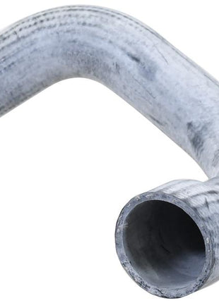 A large, curved metal pipe with a smooth, cylindrical shape and an open end, connected to a 57 mm rubber hose known as the Sparex Bottom Hose (Sparex Part Number: S.155821), with an inner diameter of 39.5mm at the smaller end and 57mm at the bigger end.