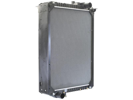 Introducing the Radiator by Sparex (Part Number: S.155855), a vertical car radiator with a black casing and silver cooling fins, featuring multiple 50mm inlet and outlet pipes.