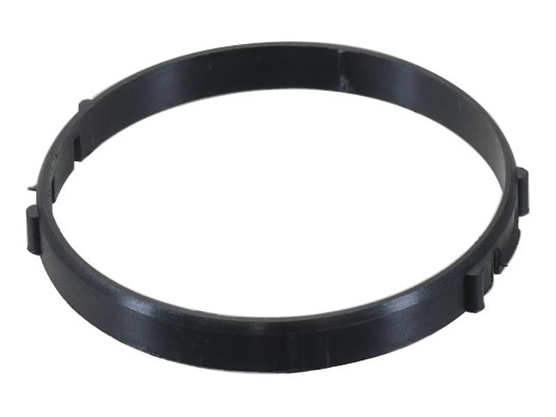 A black, circular plastic ring with small tabs on the sides, known as the Thermostat Gasket (Sparex Part No. S.155910) by Sparex, ideal for use as a Massey Ferguson thermostat gasket.