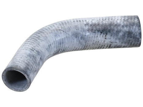 A bent, corrugated metal pipe with a cylindrical shape and visible text markings, resembling parts like the Top Hose from Sparex, which has an inner Ø of 39mm at the smaller end and 50mm at the bigger end (Sparex Part Number: S.156015) used in vehicle assemblies.