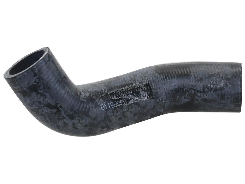 The Top Hose by Sparex, a black curved plastic tube with a textured surface, resembles a rubber hose and features a printed serial number on its side. It has an inner diameter of 38mm at both ends and is identified by Sparex Part No. S.156131.