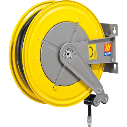 A yellow and gray Retractable Hose Reel Adblue/Antifreeze (Product S.156534) from Sparex, featuring an antistatic black rubber hose with Viton seals, mounted on a wall with a visible Sparex brand label.