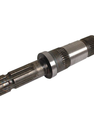 The PTO Shaft - S.15949 by Sparex is a metal gear shaft with multiple grooves and teeth along its length, used in mechanical systems, often found in Ford/New Holland machinery.